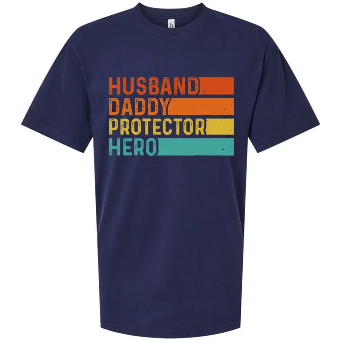 Retro Husband Daddy Protector Hero Fathers Day For Dad Sueded Cloud Jersey T-Shirt