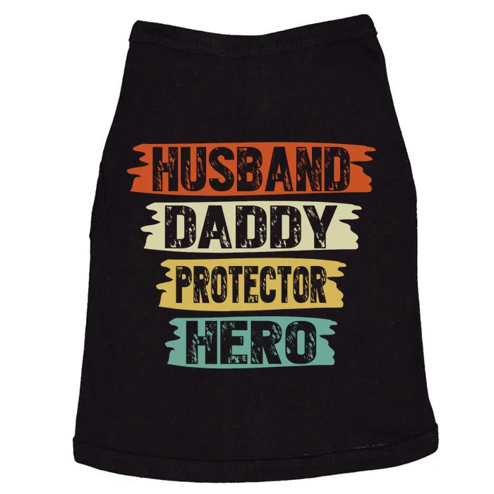 Retro Husband Daddy Protector Hero Fathers Day For Dad Doggie Tank