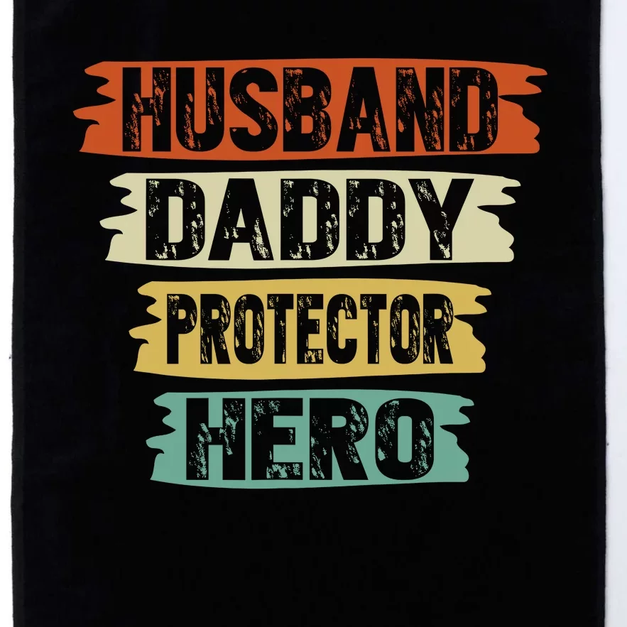 Retro Husband Daddy Protector Hero Fathers Day For Dad Platinum Collection Golf Towel