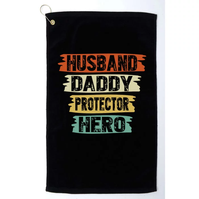 Retro Husband Daddy Protector Hero Fathers Day For Dad Platinum Collection Golf Towel