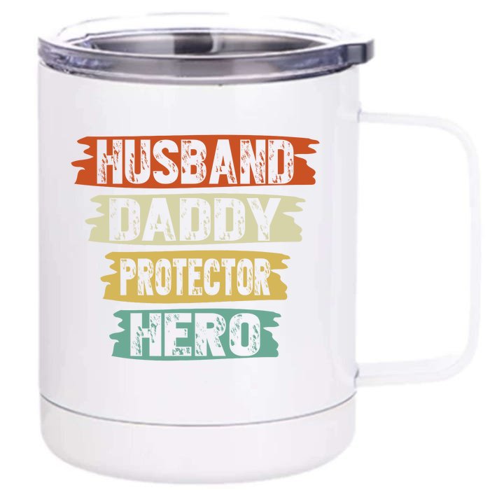 Retro Husband Daddy Protector Hero Fathers Day For Dad Front & Back 12oz Stainless Steel Tumbler Cup