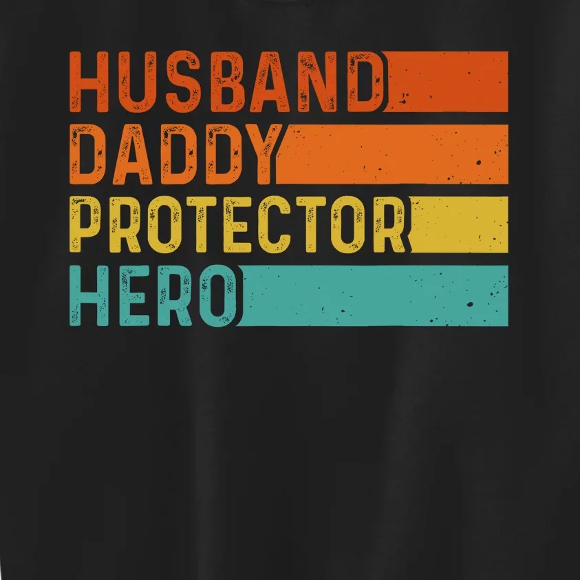 Retro Husband Daddy Protector Hero Fathers Day For Dad Kids Sweatshirt