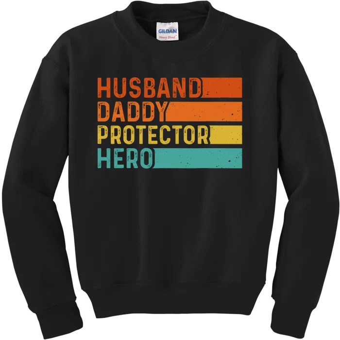 Retro Husband Daddy Protector Hero Fathers Day For Dad Kids Sweatshirt