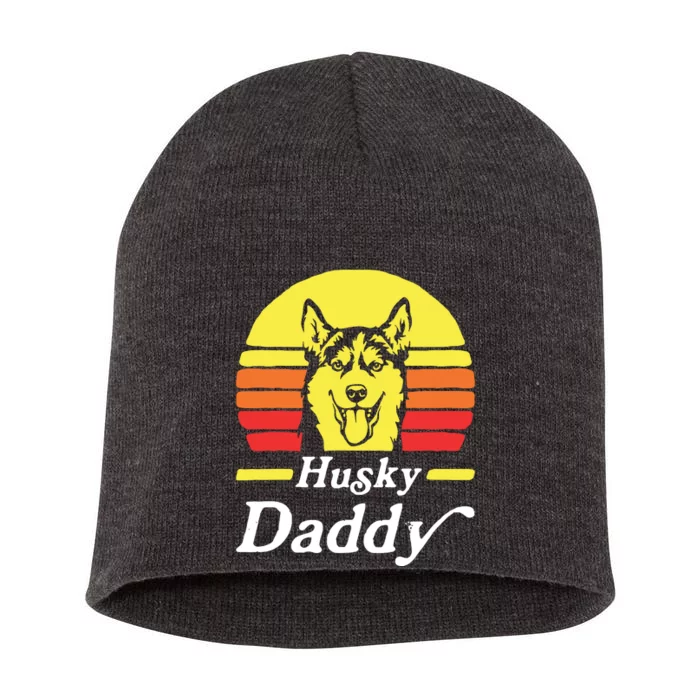 Retro Husky Dad Gift Dog Owner Pet Siberian Huskies Father Short Acrylic Beanie