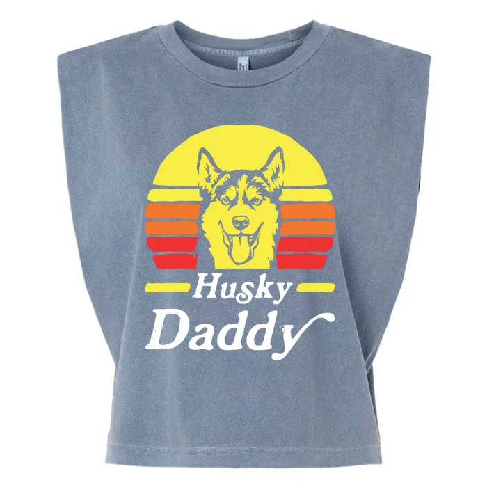 Retro Husky Dad Gift Dog Owner Pet Siberian Huskies Father Garment-Dyed Women's Muscle Tee