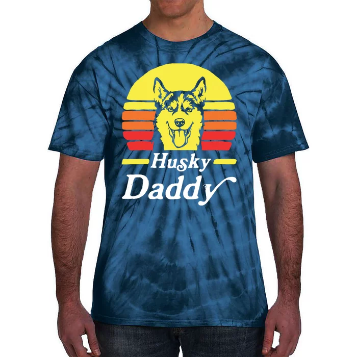 Retro Husky Dad Gift Dog Owner Pet Siberian Huskies Father Tie-Dye T-Shirt