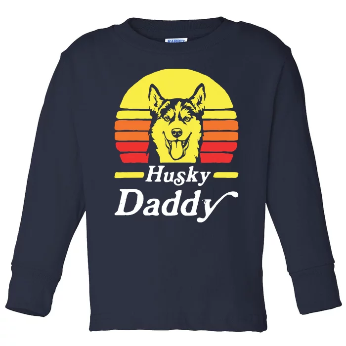 Retro Husky Dad Gift Dog Owner Pet Siberian Huskies Father Toddler Long Sleeve Shirt