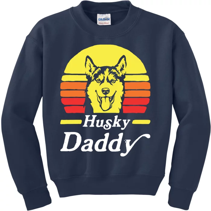 Retro Husky Dad Gift Dog Owner Pet Siberian Huskies Father Kids Sweatshirt