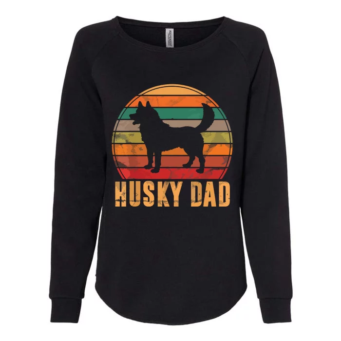 Retro Husky Dad Gift Dog Owner Pet Siberian Huskies Father Womens California Wash Sweatshirt