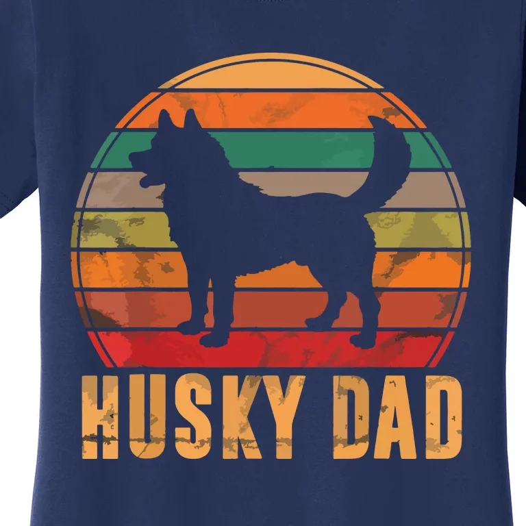 Retro Husky Dad Gift Dog Owner Pet Siberian Huskies Father Women's T-Shirt