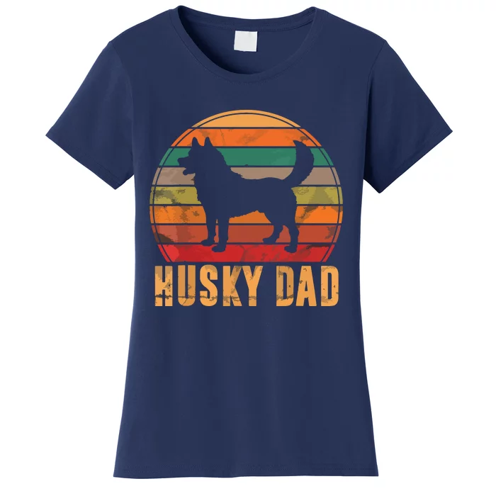 Retro Husky Dad Gift Dog Owner Pet Siberian Huskies Father Women's T-Shirt