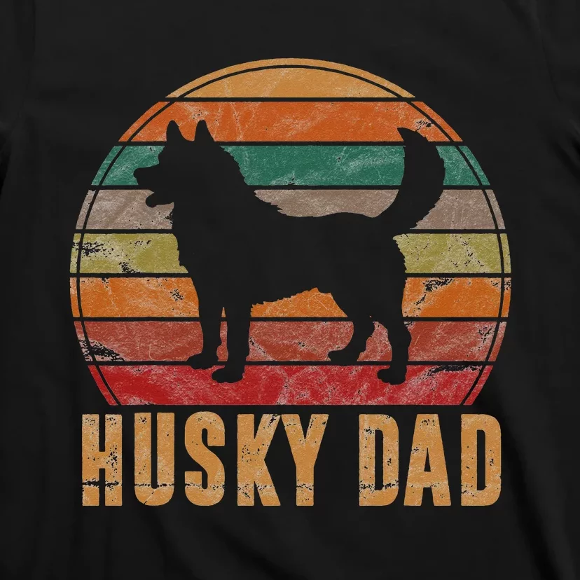 Retro Husky Dad Gift Dog Owner Pet Siberian Huskies Father T-Shirt