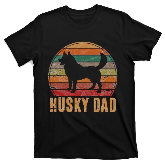 Retro Husky Dad Gift Dog Owner Pet Siberian Huskies Father T-Shirt