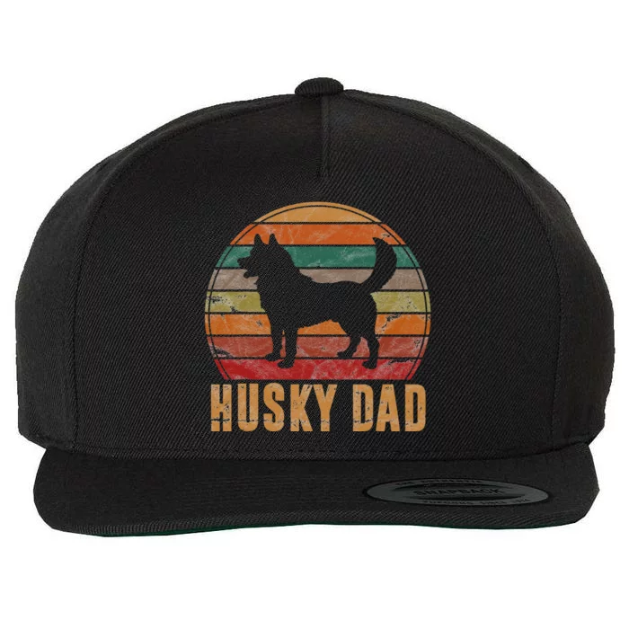 Retro Husky Dad Gift Dog Owner Pet Siberian Huskies Father Wool Snapback Cap