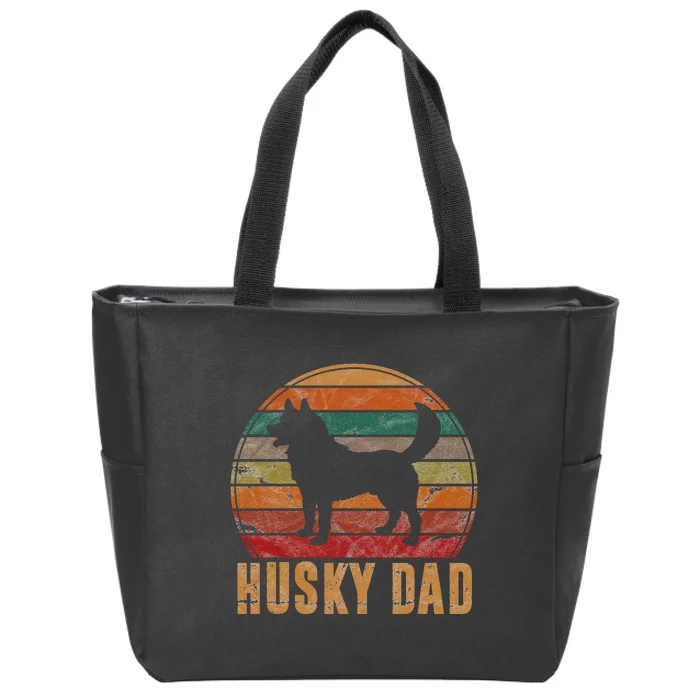 Retro Husky Dad Gift Dog Owner Pet Siberian Huskies Father Zip Tote Bag