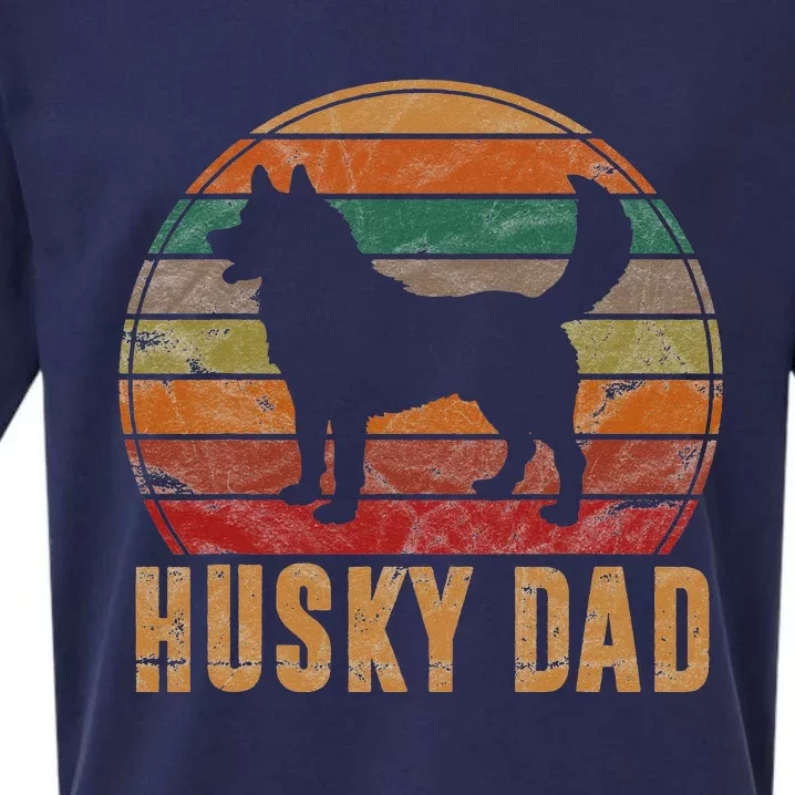 Retro Husky Dad Gift Dog Owner Pet Siberian Huskies Father Sueded Cloud Jersey T-Shirt