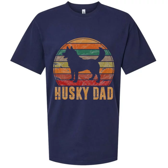 Retro Husky Dad Gift Dog Owner Pet Siberian Huskies Father Sueded Cloud Jersey T-Shirt