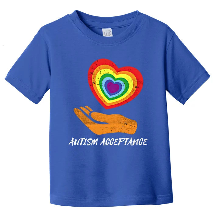 Rainbow Heart Design Acceptance Utism Distressed Meaningful Gift Toddler T-Shirt