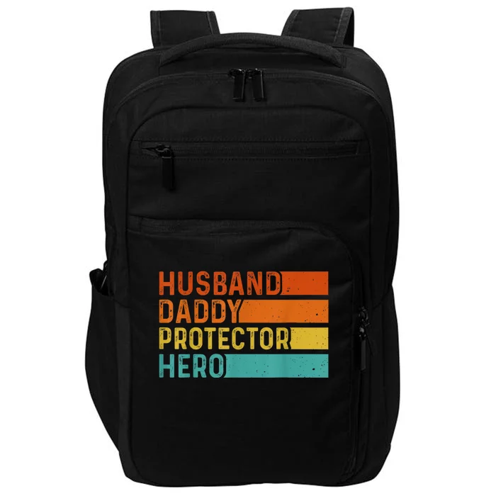 Retro Husband Daddy Protector Hero Fathers Day For Dad Impact Tech Backpack