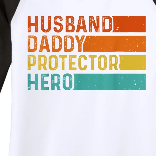 Retro Husband Daddy Protector Hero Fathers Day For Dad Women's Tri-Blend 3/4-Sleeve Raglan Shirt