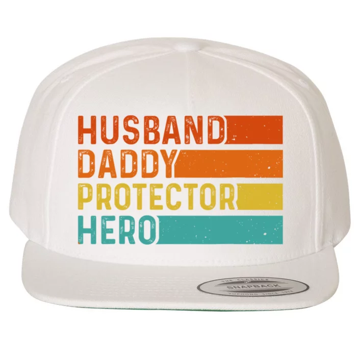 Retro Husband Daddy Protector Hero Fathers Day For Dad Wool Snapback Cap