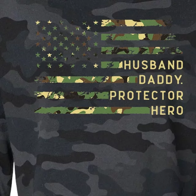 Retro Husband Daddy Protector Hero Fathers Day For Dad Cropped Pullover Crew