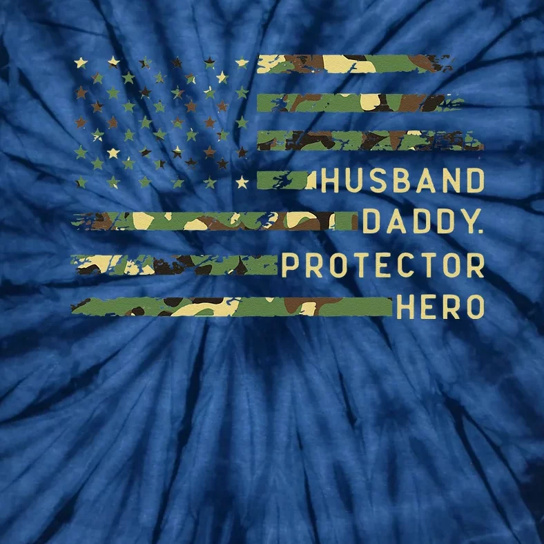 Retro Husband Daddy Protector Hero Fathers Day For Dad Tie-Dye T-Shirt