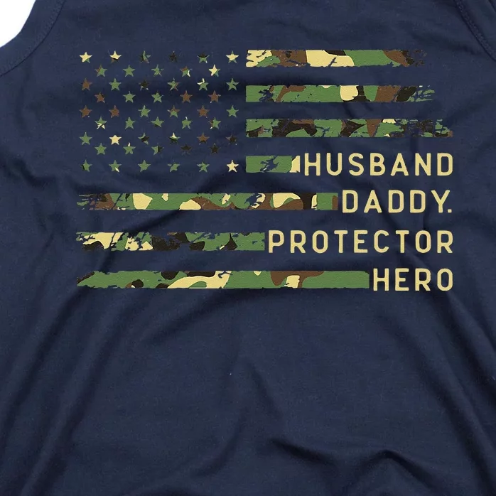 Retro Husband Daddy Protector Hero Fathers Day For Dad Tank Top