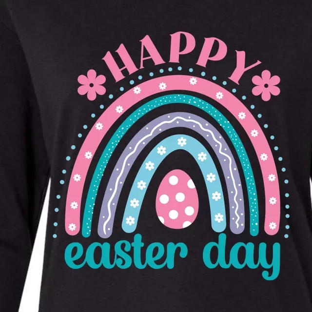 Rainbow Happy Easter Day Funny Bunny Easter Day Womens Cotton Relaxed Long Sleeve T-Shirt