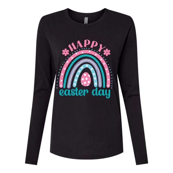 Rainbow Happy Easter Day Funny Bunny Easter Day Womens Cotton Relaxed Long Sleeve T-Shirt