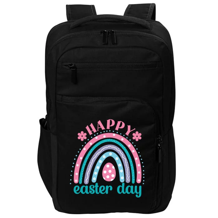 Rainbow Happy Easter Day Funny Bunny Easter Day Impact Tech Backpack