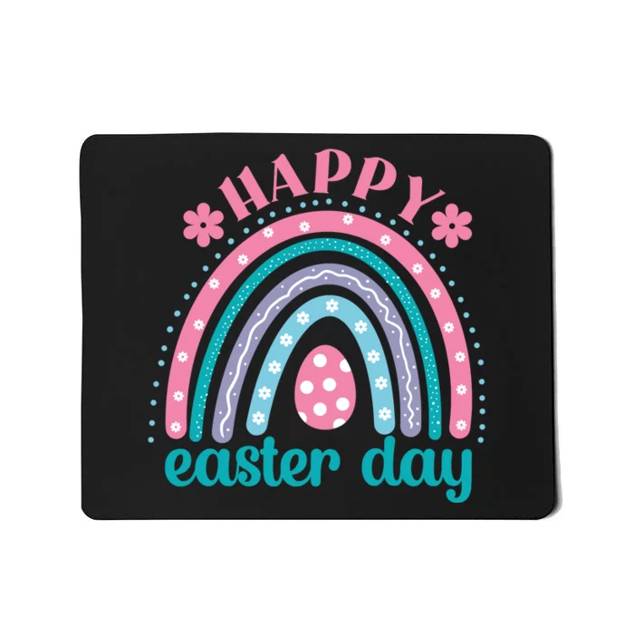 Rainbow Happy Easter Day Funny Bunny Easter Day Mousepad