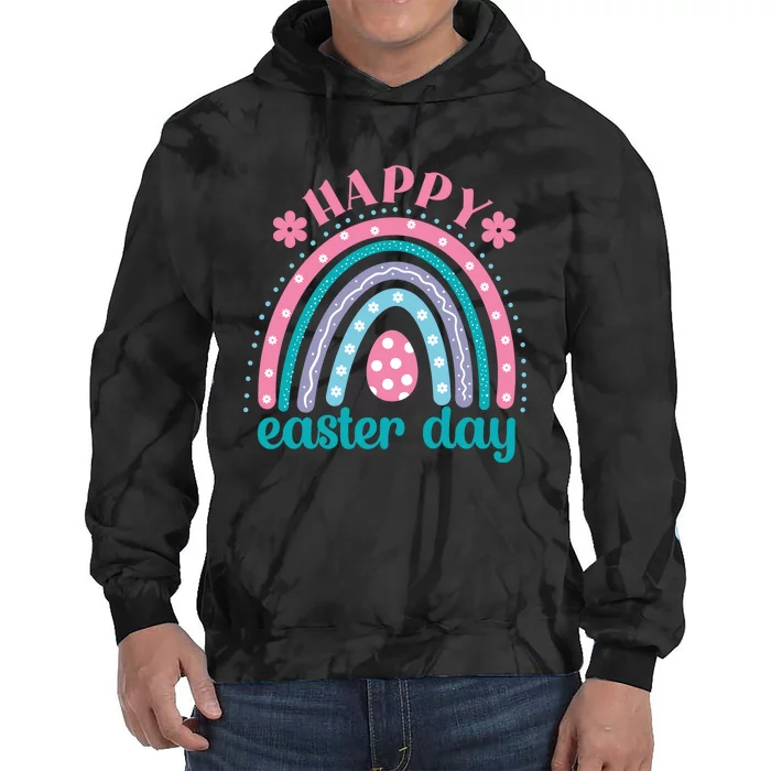 Rainbow Happy Easter Day Funny Bunny Easter Day Tie Dye Hoodie