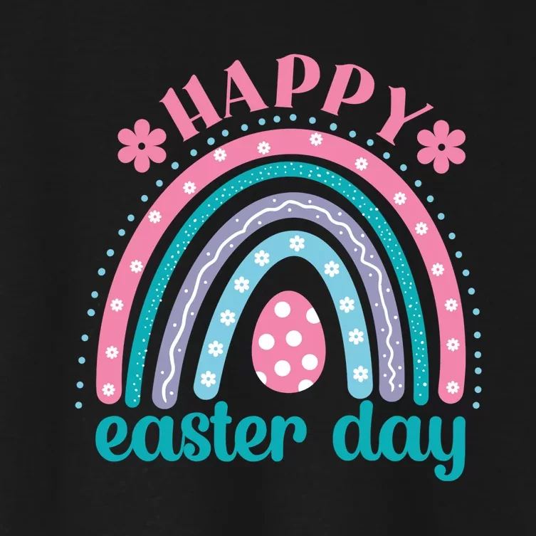 Rainbow Happy Easter Day Funny Bunny Easter Day Women's Crop Top Tee