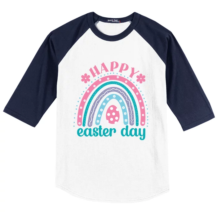 Rainbow Happy Easter Day Funny Bunny Easter Day Baseball Sleeve Shirt