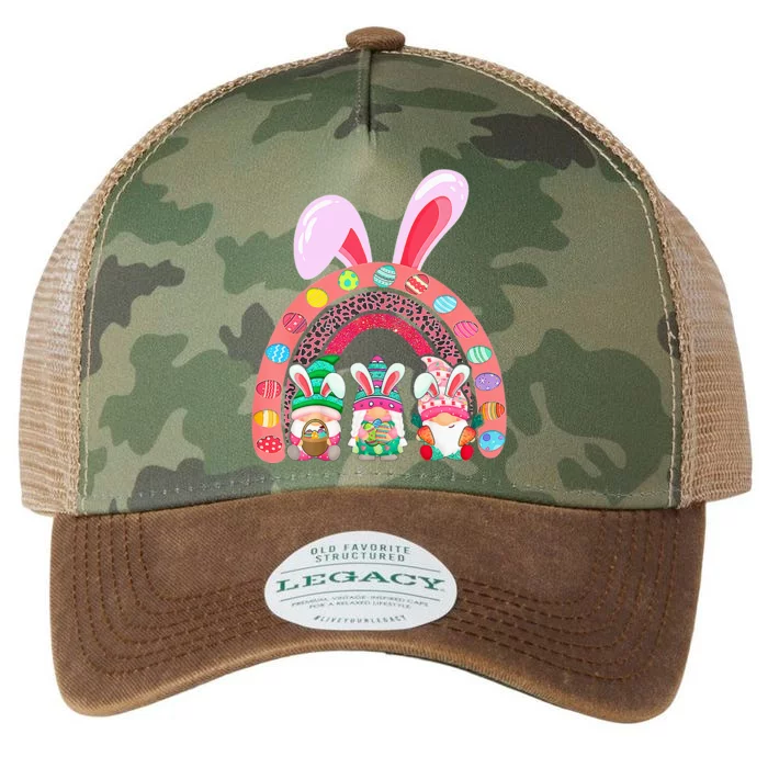 Rainbow Happy Easter Day Cute Gnome Easter Bunny Legacy Tie Dye Trucker Hat