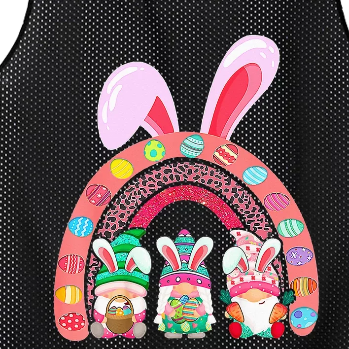 Rainbow Happy Easter Day Cute Gnome Easter Bunny Mesh Reversible Basketball Jersey Tank