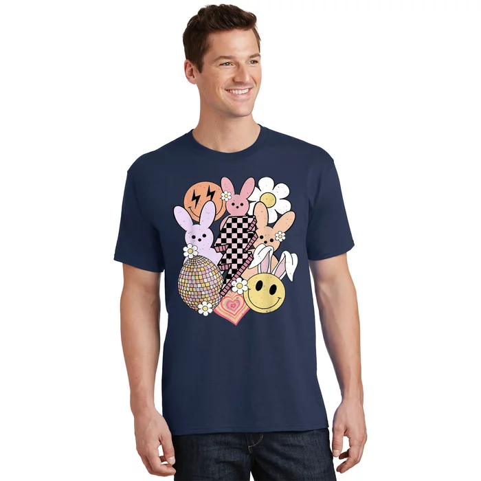 Retro Happy Easter Shirt Happy Easter Bunny Smile Face Groovy Happy Easter Day T-Shirt