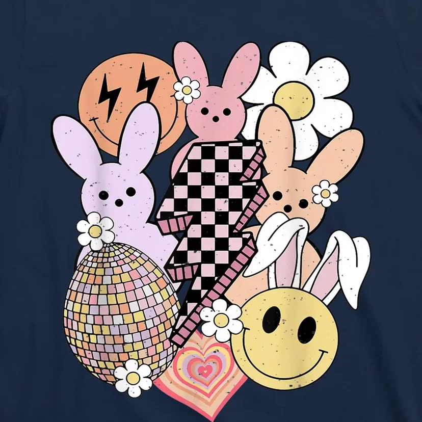 Retro Happy Easter Shirt Happy Easter Bunny Smile Face Groovy Happy Easter Day T-Shirt