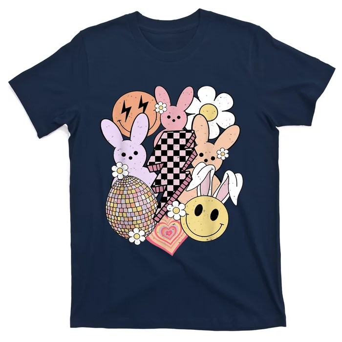 Retro Happy Easter Shirt Happy Easter Bunny Smile Face Groovy Happy Easter Day T-Shirt