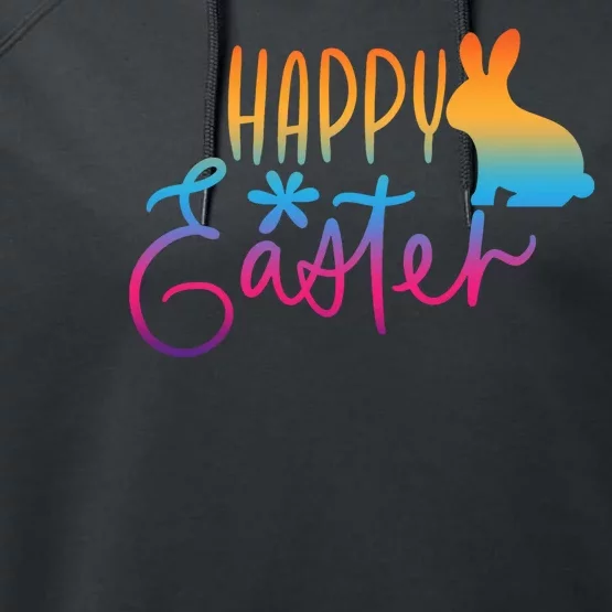 Rainbow Happy Easter Bunny Performance Fleece Hoodie