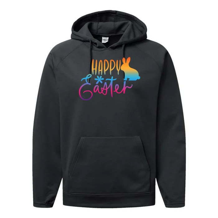 Rainbow Happy Easter Bunny Performance Fleece Hoodie