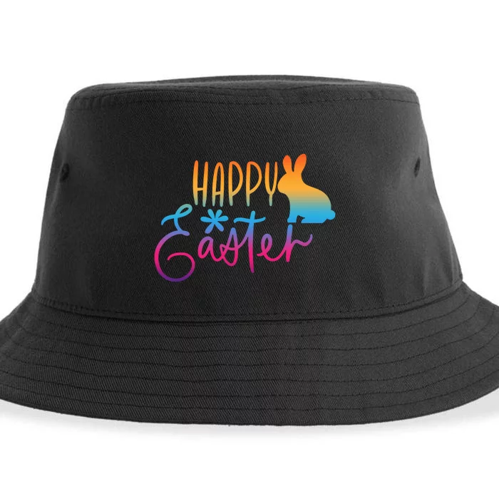 Rainbow Happy Easter Bunny Sustainable Bucket Hat