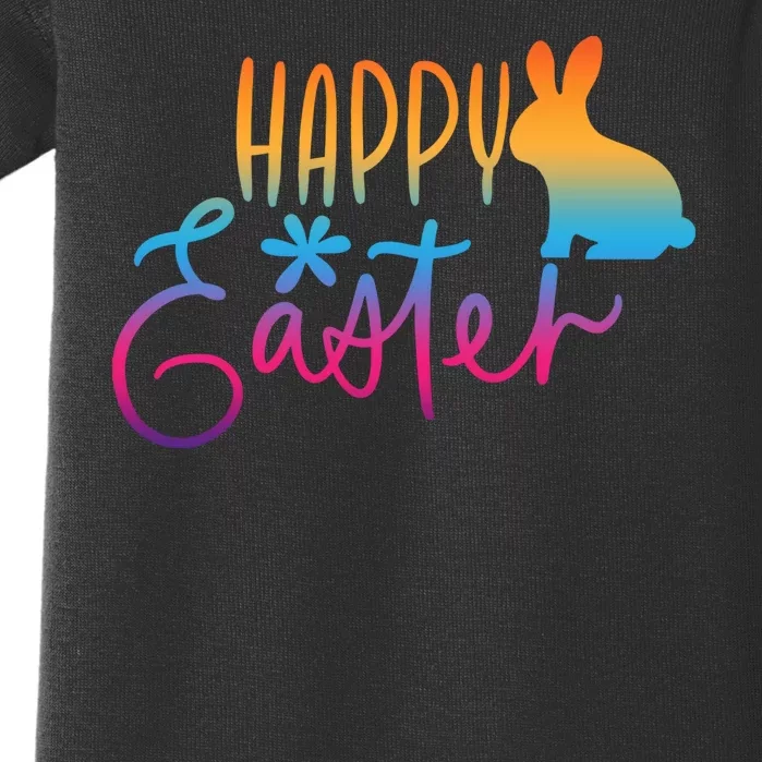 Rainbow Happy Easter Bunny Baby Bodysuit