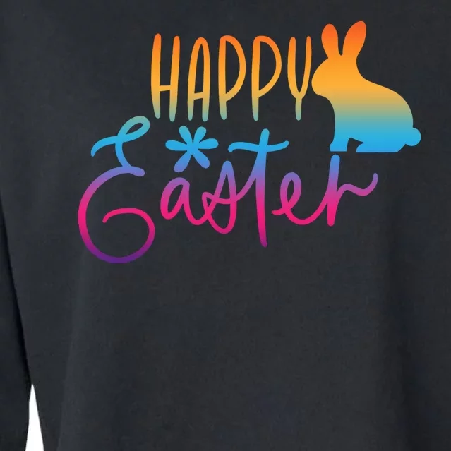 Rainbow Happy Easter Bunny Cropped Pullover Crew