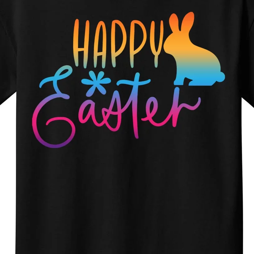 Rainbow Happy Easter Bunny Kids T-Shirt