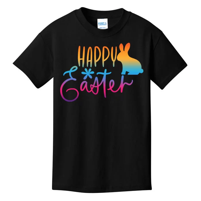 Rainbow Happy Easter Bunny Kids T-Shirt