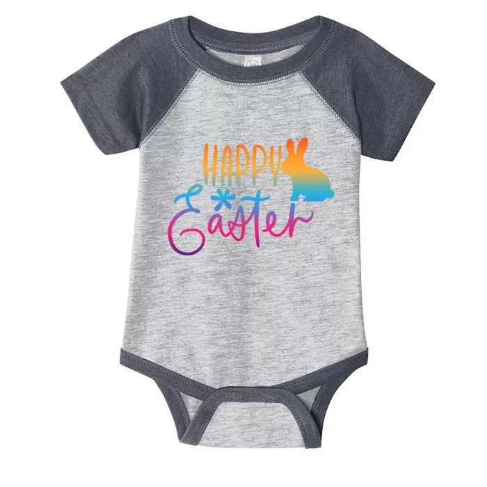 Rainbow Happy Easter Bunny Infant Baby Jersey Bodysuit