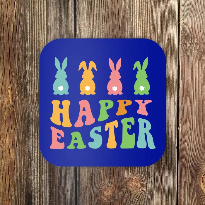 Retro Happy Easter Cute Bunny Rabbits Funny Easter Day Cute Gift Coaster