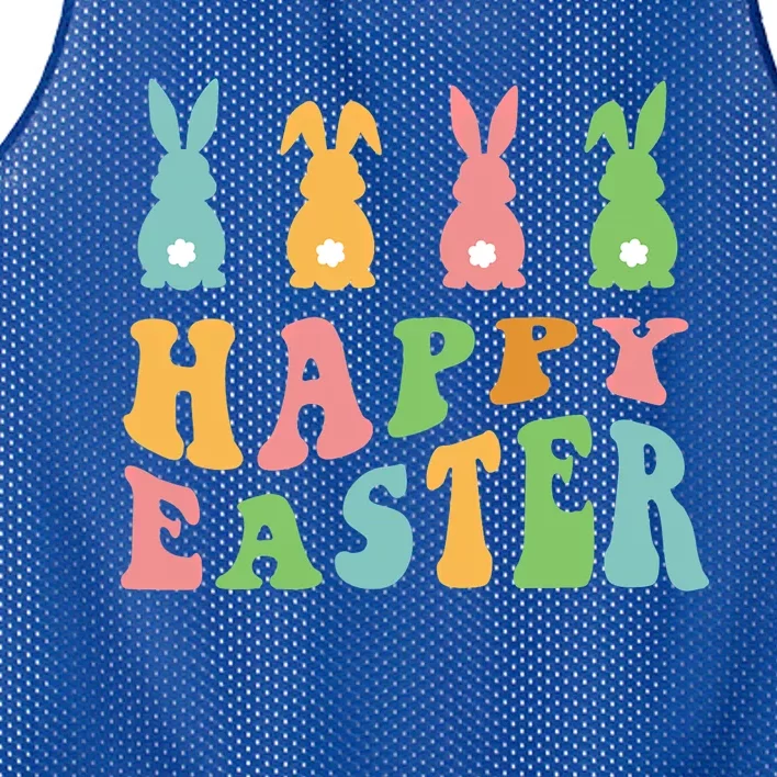 Retro Happy Easter Cute Bunny Rabbits Funny Easter Day Cute Gift Mesh Reversible Basketball Jersey Tank